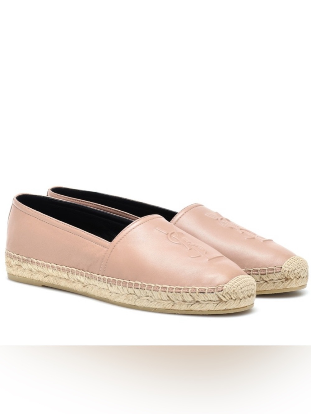 Saint Laurent Blush Leather Espadrille Flats